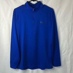 Under armour heat gear fitted 1/4 zip pullover men’s size medium blue athletic